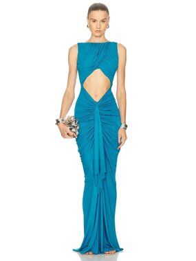 Christopher Esber Bateau Drape Disconnect Tank Dress in Lake Blue